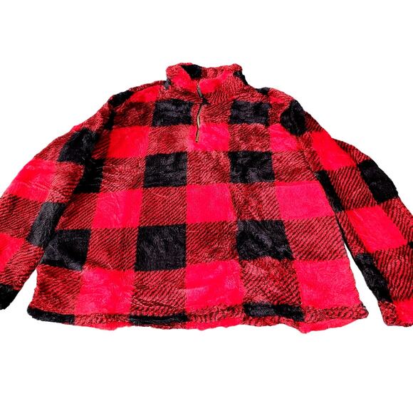 2XL Sherpa Pullover Quarter Zip Long Sleeve Fluffy Soft Fleece Jacket Outwear - Picture 1 of 5